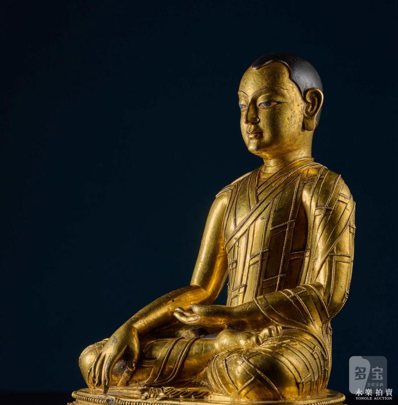 14世纪（丹萨替） 铜鎏金止贡巴·仁钦贝像 - 图12